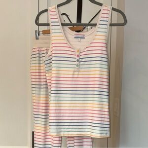 P.J. Salvage Rainbow Stripe Loungewear Tank (size S) Joggers (size M) Coord Set